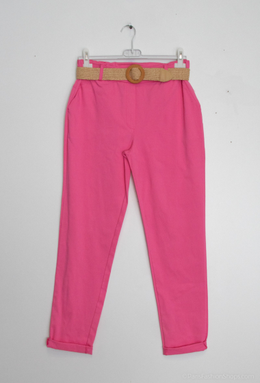 Wholesaler C'Belle - Plain pants with 2 side pockets with a belt