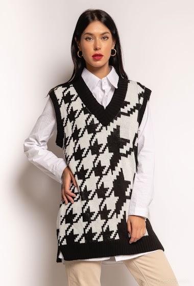 Wholesaler C'Belle - Sweater vest with houndstooth print