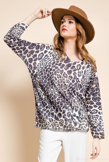 Wholesaler C'Belle - Fine sweater with cubism print