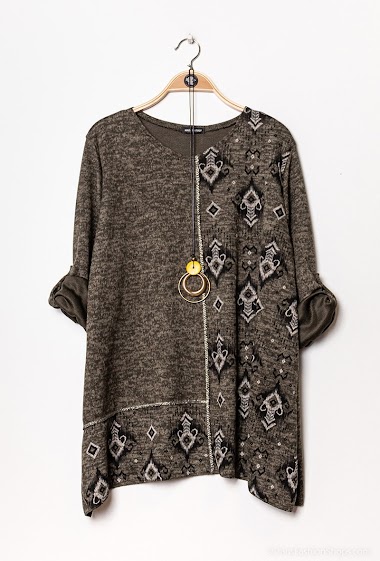 Wholesaler C'Belle - Printed sweater with necklace