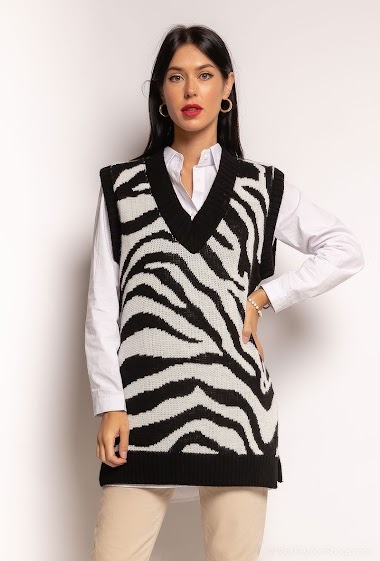 Großhändler C'Belle - Sweater vest with zebra print