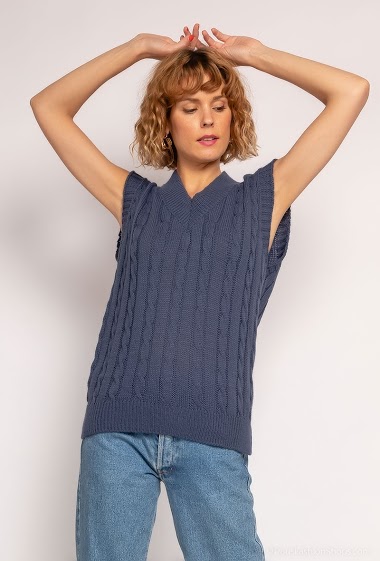 Wholesaler C'Belle - Sleeveless cable knit jumper