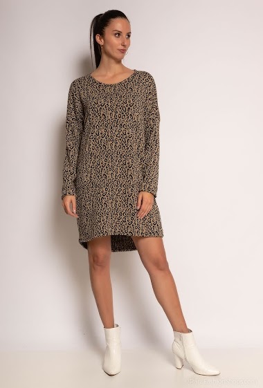 Wholesaler C'Belle - Knit dress with leopard print