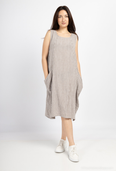 Wholesaler C'Belle - Stripe print dress with 2 pockets