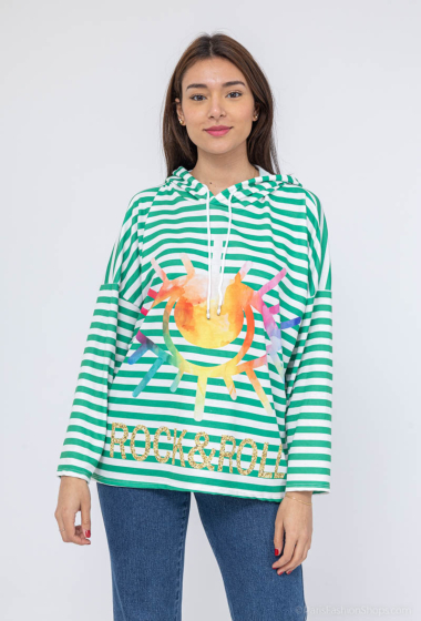 Großhändler C'Belle - Bedrucktes Sweatshirt mit Kapuze