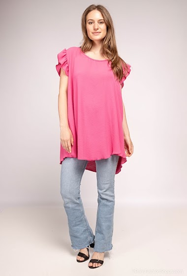 Großhändler C'Belle - T-shirt with ruffled sleeves