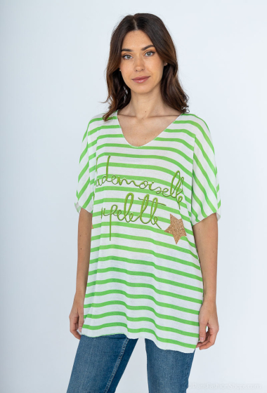 Wholesaler C'Belle - Striped printed t-shirt