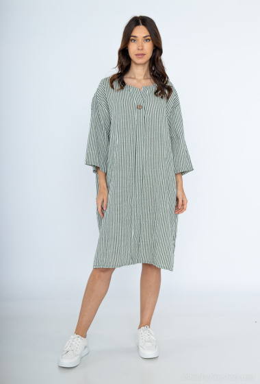 Wholesaler C'Belle - Striped printed tunic with one button at the front