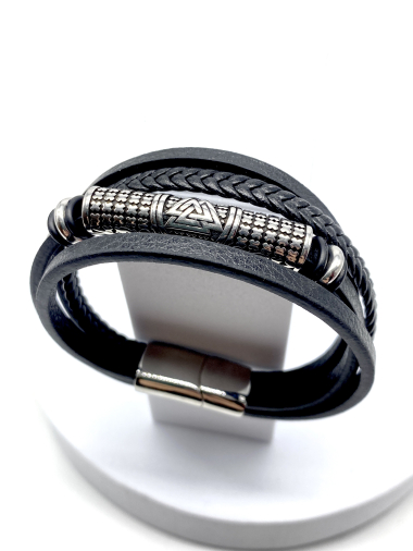 Wholesaler Cecile II - Skull leather bracelet