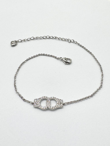 Grossiste Cecile II - Bracelet plaqué argent avec strass.