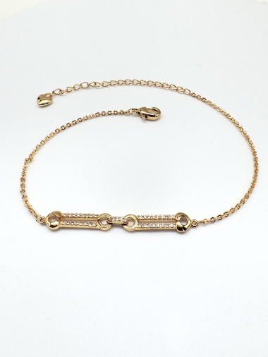 Großhändler Cecile II - Vergoldetes Armband mit Strasssteinen