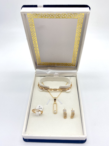 Grossiste Cecile II - Coffret cadeau parure plaqué or avec strass
