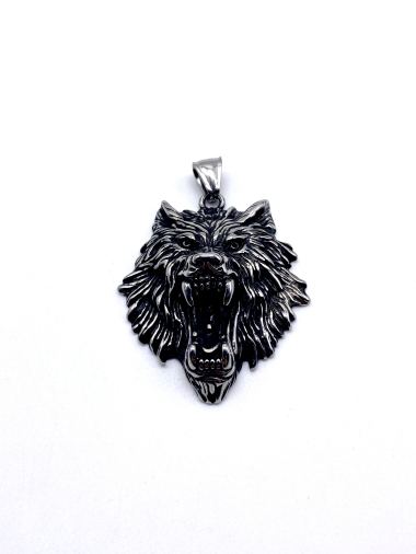 Wholesaler Cecile II - Steel wolf head pendant