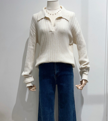 Großhändler Céliris - Pullover mit Zopfmuster und Rüschen