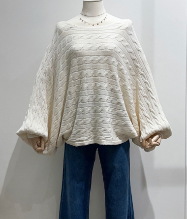 Wholesaler Céliris - Oversized cable-knit sweater with lantern sleeves