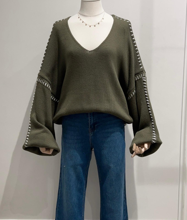 Wholesaler Céliris - Oversized cable-knit sweater with lantern sleeves