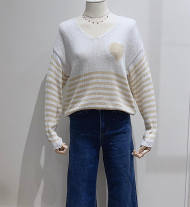 Wholesaler Céliris - Striped sweater with heart