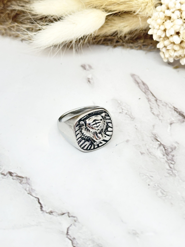 Wholesaler Ceramik - Stainless steel ring Blue tiger pattern ring