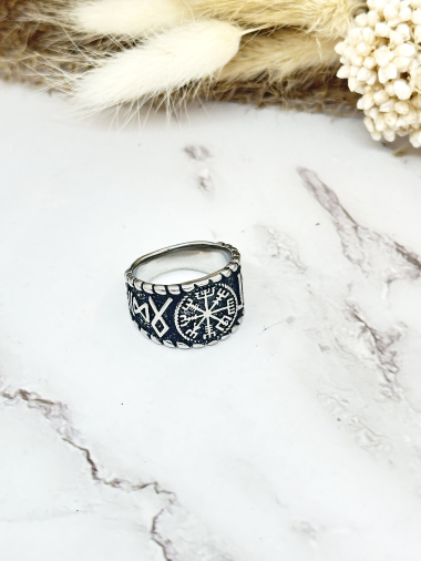 Grossiste Ceramik - Bague acier inoxydable Anneau motif viking