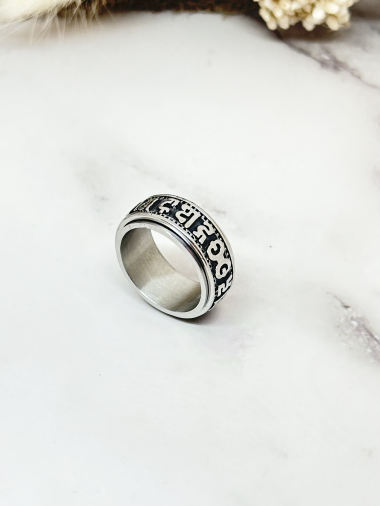 Mayorista Ceramik - Anillo de acero inoxidable anillos giratorios antiestrés patrón vikingo