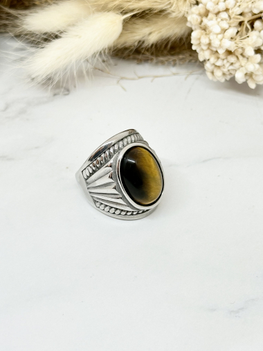 Wholesaler Ceramik - Knight stainless steel ring with tiger eye pattern