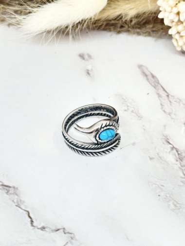 Großhändler Ceramik - Edelstahlring Blauer Ring mit Tigermuster