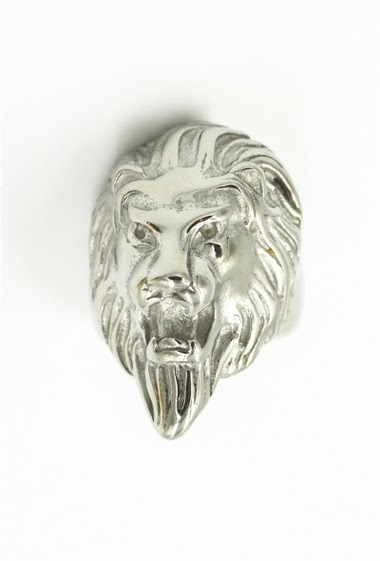 Mayorista Ceramik - Anillo de sello de acero con cabeza de león (lote de 5 piezas)