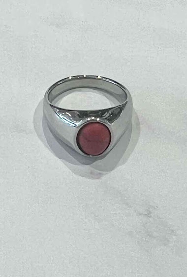 Mayorista Ceramik - Stainless Steel Ring with red howlite stone