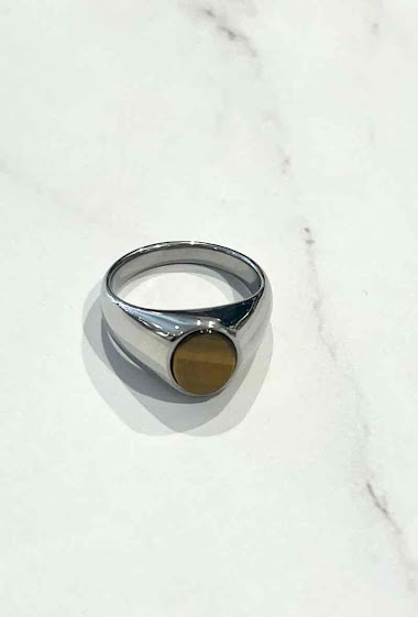 Mayorista Ceramik - Stainless Steel Ring with Tiger Eye Stone