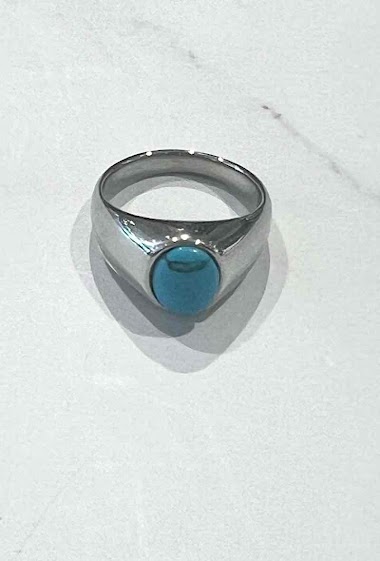 Mayorista Ceramik - Stainless Steel Ring with Turquoise Stone