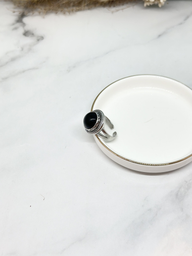 Grossiste Ceramik - Bague en acier inoxydable taille légèrement réglable émaillé de couleur