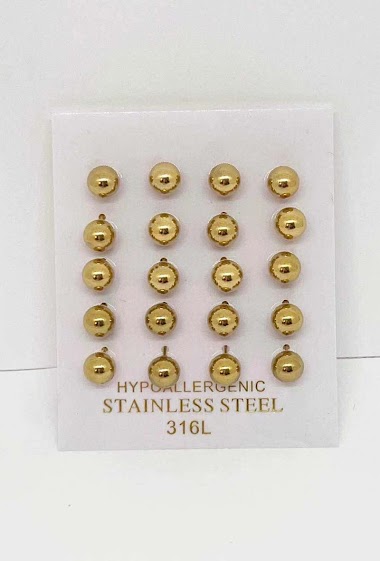 Grossiste Ceramik - Boucle d’oreille boule en acier diametre 2mm-8mm doré ou argenté