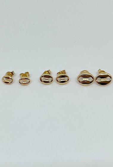Großhändler Ceramik - Coffee bean earring in steel diameter 6mm-11mm gold or silver