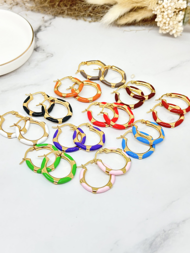 Wholesaler Ceramik - hoop earrings in enamelled stainless steel in different colors