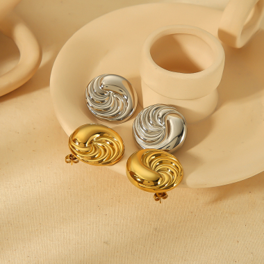 Grossiste Ceramik - Boucles d'oreilles en Acier Inoxydable rond