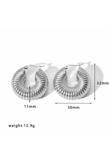 Wholesaler Ceramik - Women's Hoop Earrings in Stainless Steel diameter 70MM