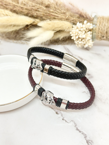 Wholesaler Ceramik - Leather and Stainless Steel Bracelet for Men or Women