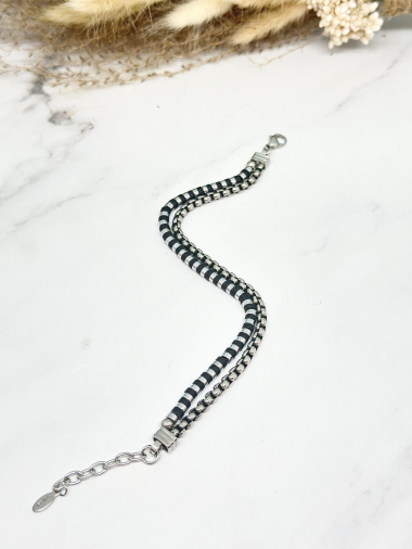 Wholesaler Ceramik - Double curb bracelet in hematite and stainless steel