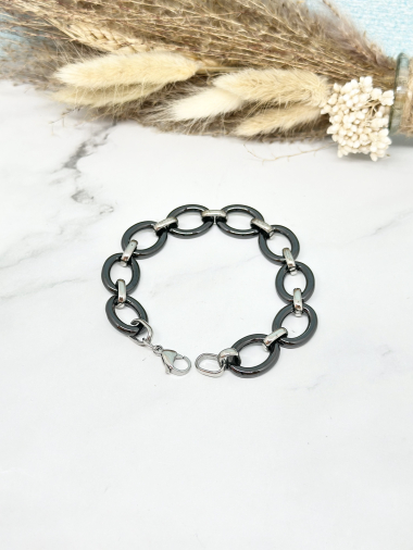 Wholesaler Ceramik - Curb bracelet in ceramic and stainless steel