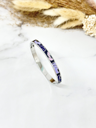 Grossiste Ceramik - Bracelet jonc émail en acier inoxydable ouvrable largeur 6MM