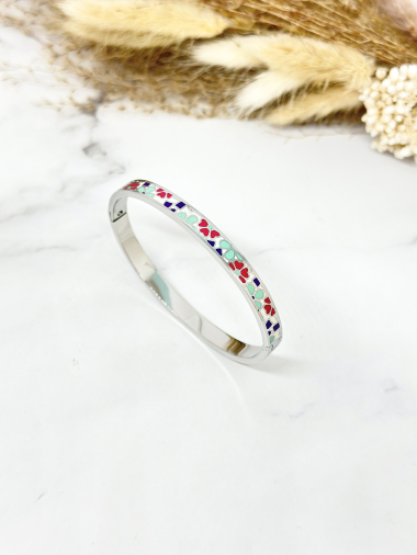 Wholesaler Ceramik - Openable stainless steel enamel bangle bracelet width 8MM
