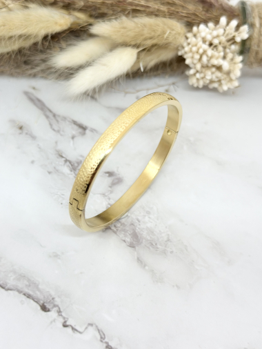 Wholesaler Ceramik - Stainless steel bangle bracelet width 8mm chiseled gold color
