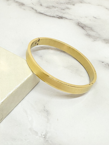 Wholesaler Ceramik - Stainless steel bangle bracelet width 8mm chiseled gold color