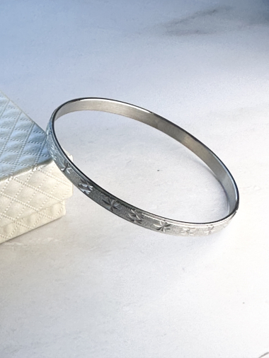 Grossiste Ceramik - Bracelet jonc fin en acier inoxydable semainier argenté