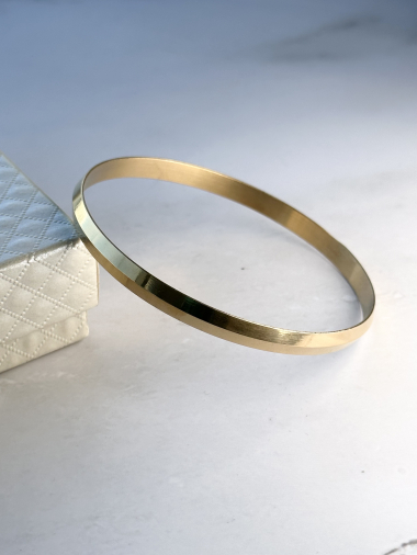 Grossiste Ceramik - Bracelet jonc fin en acier inoxydable semainier lisse 5mm de largeur