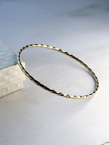 Grossiste Ceramik - Bracelet jonc fin en acier inoxydable semainier doré