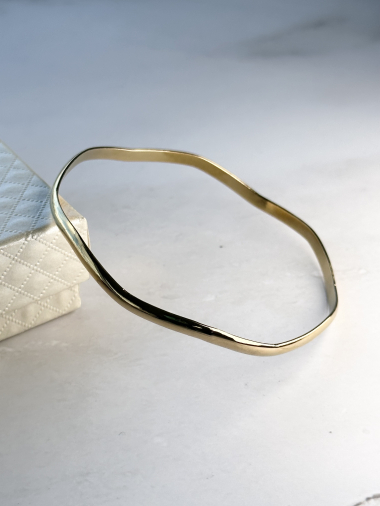 Grossiste Ceramik - Bracelet jonc fin en acier inoxydable semainier en forme de vague 4MM largeur