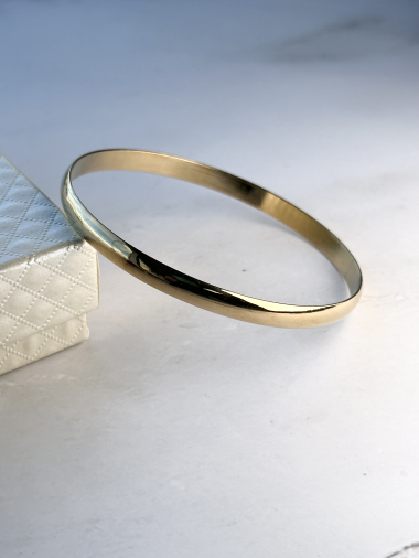 Grossiste Ceramik - Bracelet jonc fin en acier inoxydable semainier lisse ronde de 5mm largeur