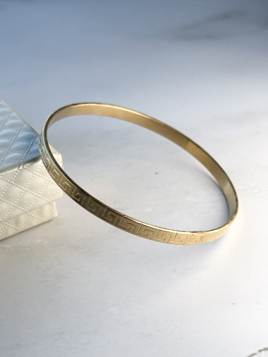 Grossiste Ceramik - Bracelet jonc fin en acier inoxydable semainier motif zigzag