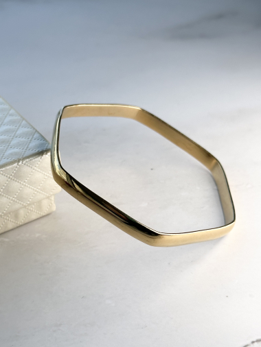 Grossiste Ceramik - Bracelet jonc fin en acier inoxydable semainier doré forme hexagonale